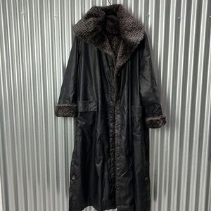 RARE Vintage Rolf Schulte design team reversible rain and fur lined trench coat